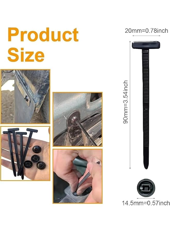 S-TOP Heavy Duty Nylon Cable Ties - Self-Locking Zip Ties with Pin & Button Design, Anti-Slip Lock, UV Resistant, 40 lbs Strength - Ideal for Car, Home, Garage, and Daily Auto Repairs (Black) - Image 3