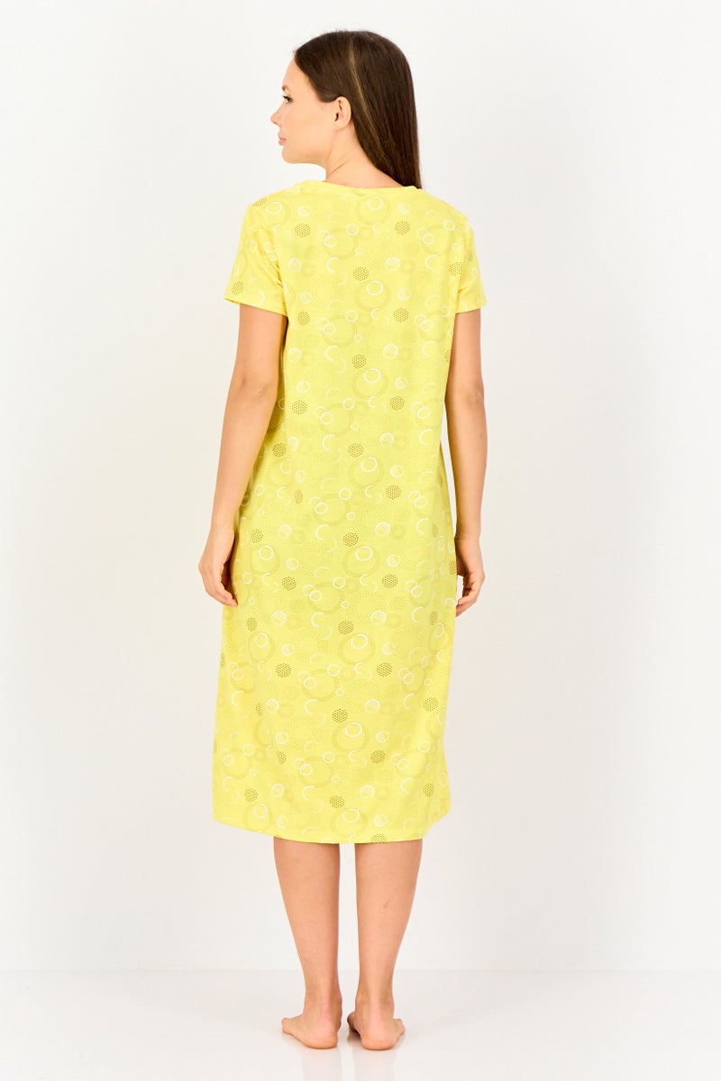 Zivame x Rosaline Women Allover Print Short Sleeves Sleeping Dress, Multicolor - Image 3