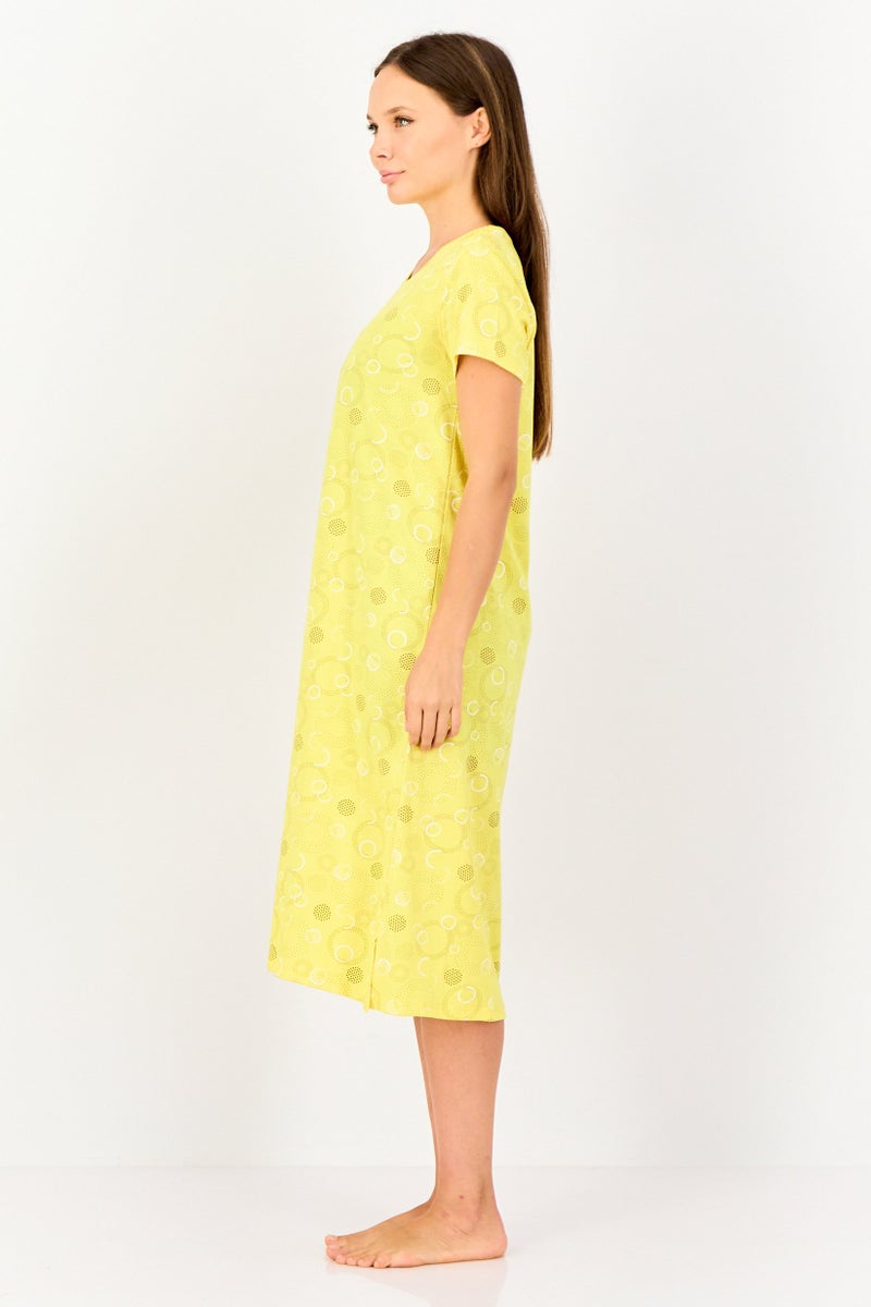 Zivame x Rosaline Women Allover Print Short Sleeves Sleeping Dress, Multicolor - Image 2