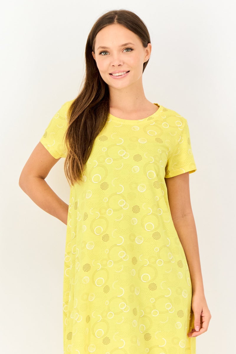 Zivame x Rosaline Women Allover Print Short Sleeves Sleeping Dress, Multicolor - Image 4