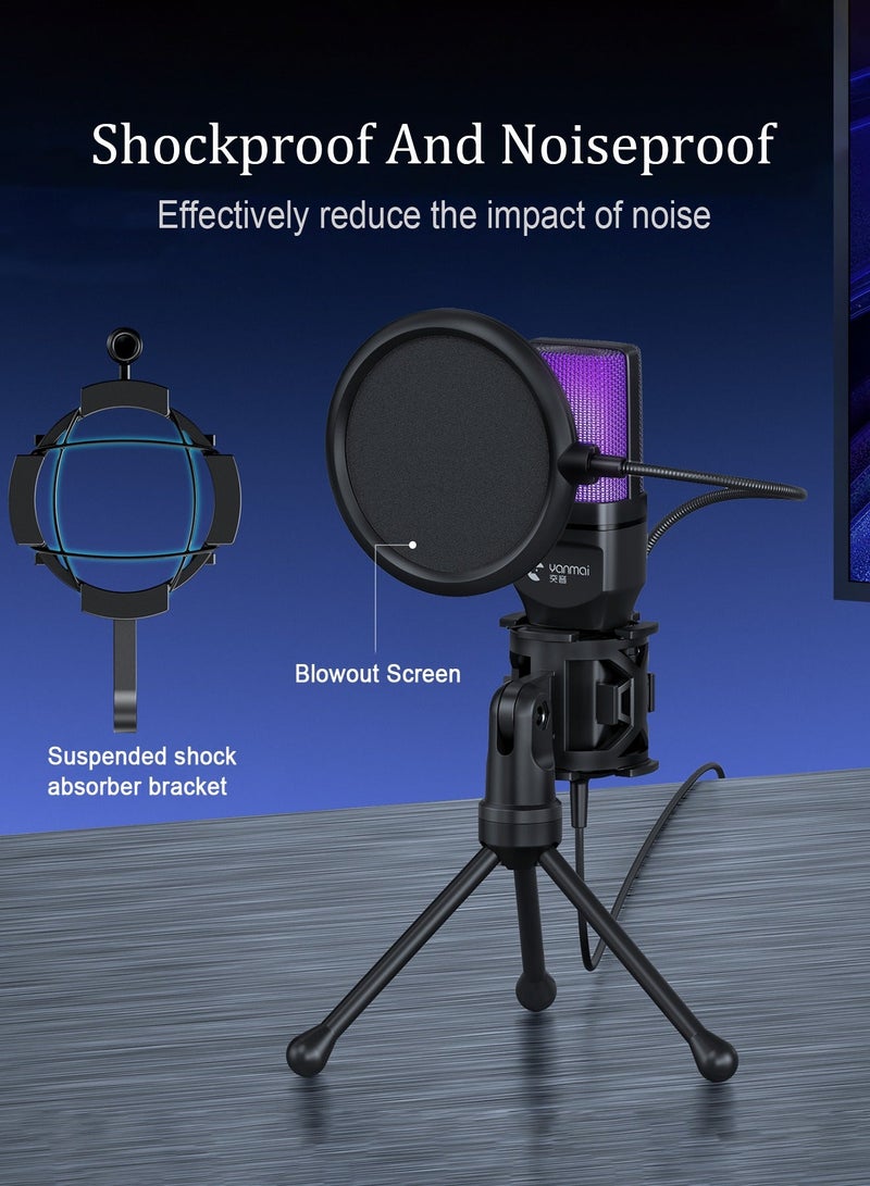 Yanmai Gaming Microphone USB Computer Microphone High Sensitivity Capacitor Plug And Play Suitable For Games/Streaming/Podcasts/PS4/5/PC/iPad Mute - Image 4
