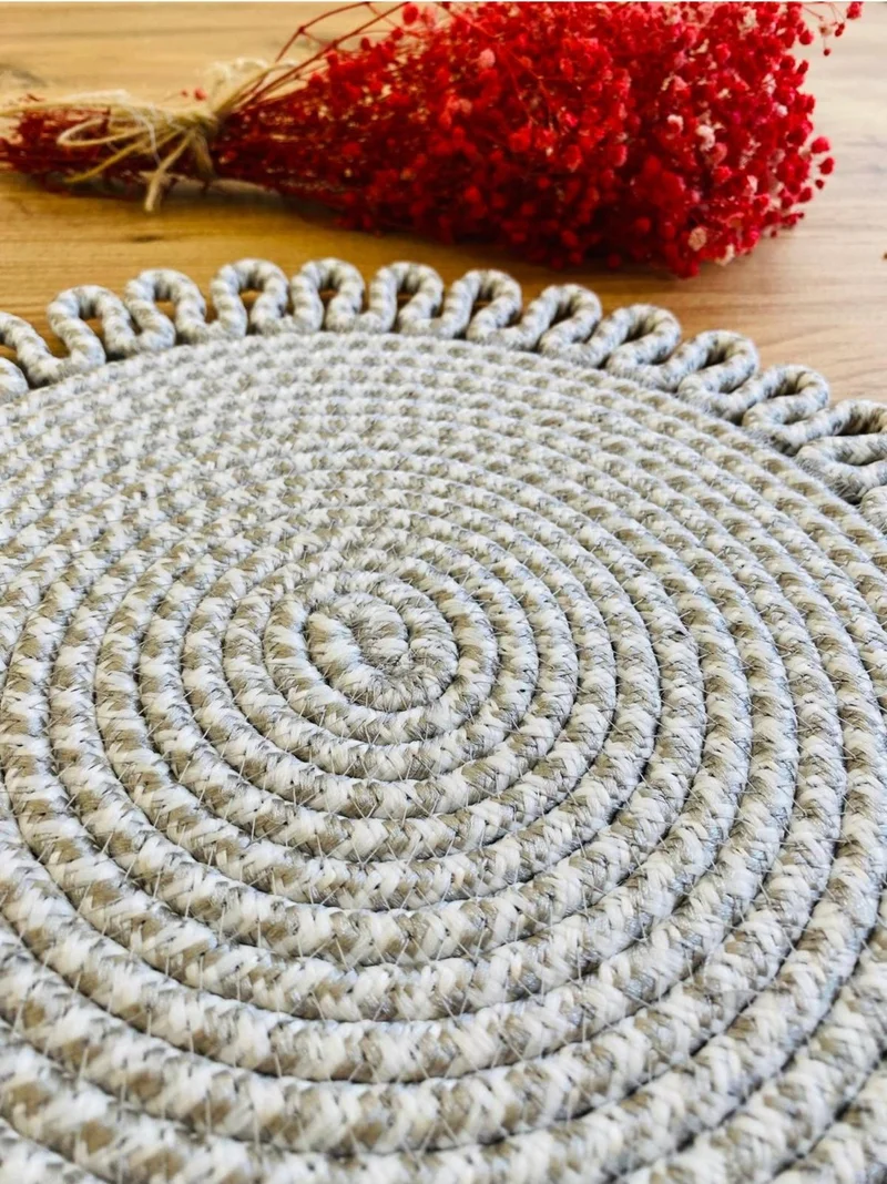 BDZ Deri BDZ Leather Wicker Jute Presentation Plate Mat American Service