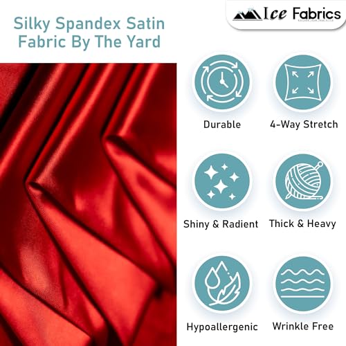 Ice Fabrics 4 Way Stretch Silky Spandex Satin Fabric by The Yard - 60" Wide Shiny Satin Spandex Fabric for Dresses, Active Wear, Yoga Pants, Table Cloth - Thick and Heavy - Hunter Green - 1 Yard - Image 4