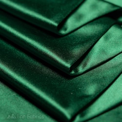Ice Fabrics 4 Way Stretch Silky Spandex Satin Fabric by The Yard - 60" Wide Shiny Satin Spandex Fabric for Dresses, Active Wear, Yoga Pants, Table Cloth - Thick and Heavy - Hunter Green - 1 Yard - Image 2