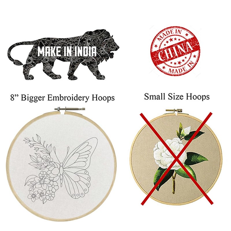 picknMAKE Cross Stitch Embroidery Kit Combo Pack for Beginners & Adults - Includes 3 Unique Designs, Hoop, Printed Fabric, Threads, Needles, Cutter, and Instructions -Craft Hobby - Image 4