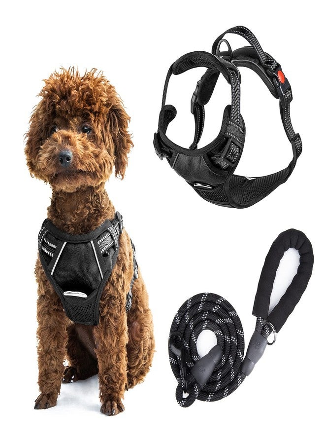 Pantula Dog Harness and Leash Set No Pull, Adjustable Padded Pet Reflective Vest Harnesses with Easy Control Soft Handle, Suitable Outdoor Training Walking for Small Medium Large Dogs (Black, S) - Image 1