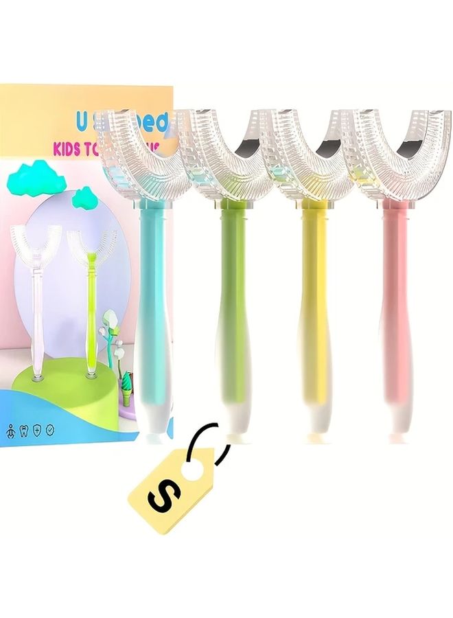 U Shaped Toothbrush With Soft Silicone Bristles Non Slip Grip Gentle Gum Care Teeth Cleaning Dental Hygiene Brush For Ages 2 Plus Easy Grip Design Oral Care Playful Pink Toothbrush Child Friendly Durable - Image 1
