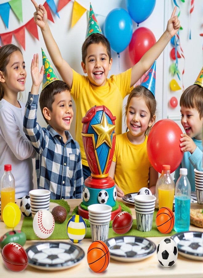 AugToy 24 Pack Stress Ball Classroom Prizes Party Favor for Kids Prefilled Easter Eggs Foam Sports Squeeze Toys Goodie Bag Stuffers Bouncy Balls Boys Baseballs Basketball Football Bulk Toys - Image 3