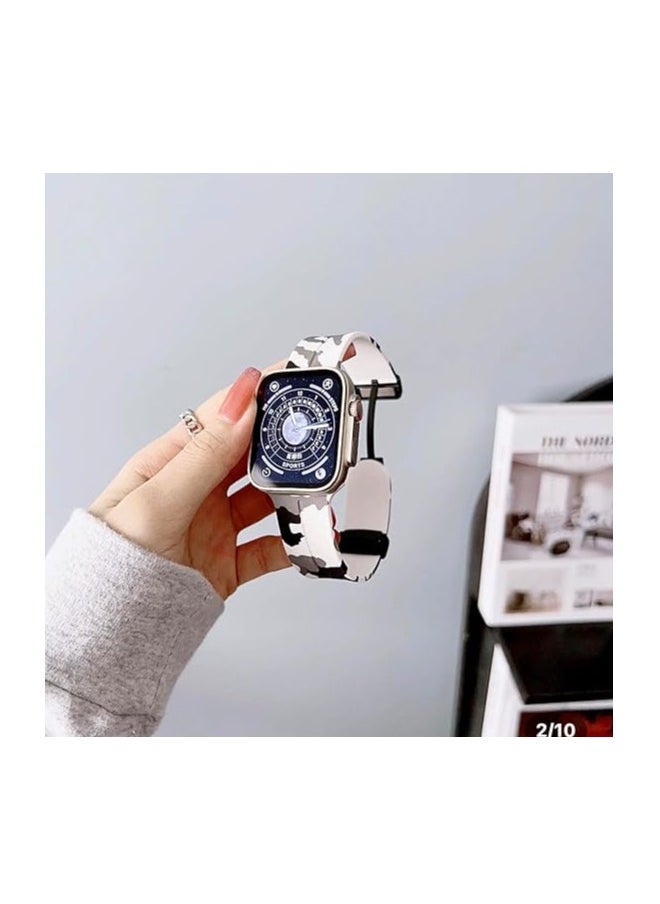 ten.tech - TenTech Silicone Magnetic Sports Band for Apple Watch Ultra/Ultra 2, Size 49mm 45mm 44mm 42, Soft Band for iWatch Series 9/8/7/6/5/4/3/2/1/SE - White camouflage - Image 1