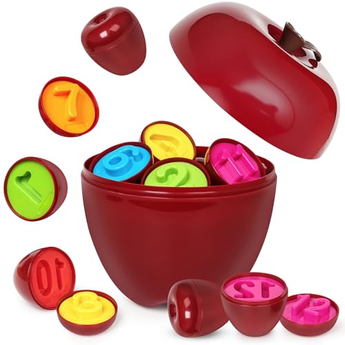 FQKIOMY Apple ToyMontessori Educational Learning Number Matching Color Sorting Toys for Toddlers 13Fine Motor Shape Puzzle Toddler Activities Easter Basket Stuffers Gift for Boys Girls - Image 1