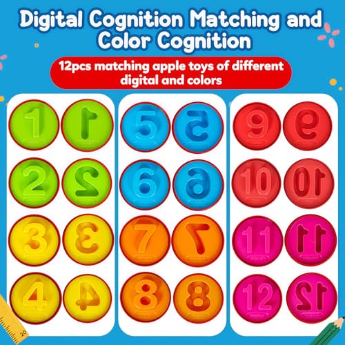FQKIOMY Apple ToyMontessori Educational Learning Number Matching Color Sorting Toys for Toddlers 13Fine Motor Shape Puzzle Toddler Activities Easter Basket Stuffers Gift for Boys Girls - Image 5