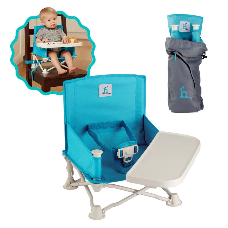 Hiccapop Omniboost Travel Booster Seat With Tray For Baby | Folding Portable Seat For Dining Table  Camping  Beach  Grandmas | Tip-Free Design Straps To Kitchen Chairs - Image 1