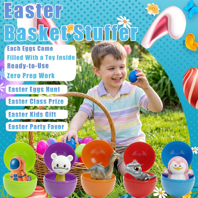 SQZUWIT 200 Pcs Prefilled Easter Eggs Filled with Toys Inside for Kids Boys Girls Pre-filled Easter Hunt Basket Stuffers Essentials Fillers Party Favors Classroom Prize Supplies - Image 5