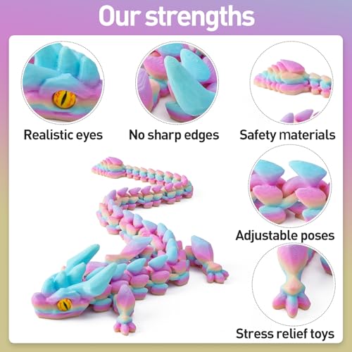 SYEFKJSA 3D Printed Dragon Eggs with Dragon Inside 12InchArticulated Fidget 3D Printed Animals Interesting Decorative Gift Easter Basket Essentials Stuffers Random Rainbow - Image 5