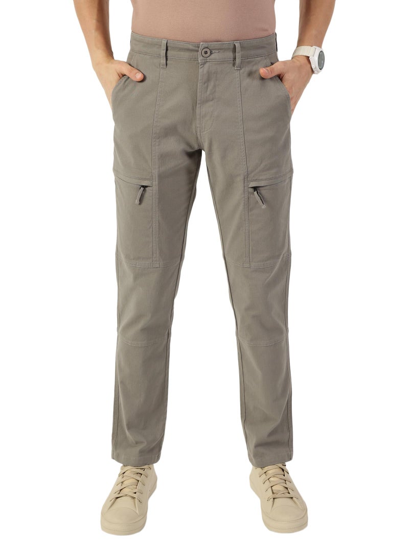 Thomas Scott Men Solid Regular Fit Trouser (TSB080_Grey, 36) - Image 1