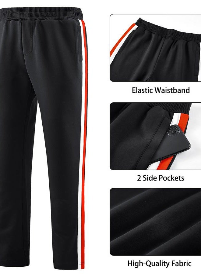 W JIANWANG Track Suits for Men Set Jogging Tracksuit Mens Sweatsuits 2 Piece Sport Plaid Jogger Sweat Suits Sports Clothes Jackets and Pants Two-piece Outfits Black JW-254-XXL  - Image 4