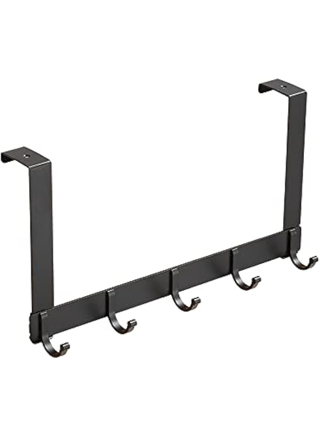 promass Over Door Hook, Door Hanger with 5 Coat Hooks, Decorative Aluminum Rack for Home, Sturdy Over The Door Hanger Hook for Hanging Coat, Towel, Bag, Robe, Hat - Image 1