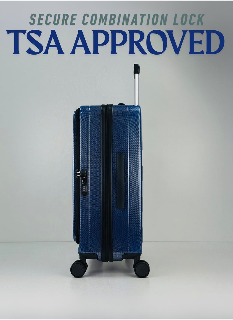 SAW & SEE Premium PC Unbreakable Front opening Hard Shell Luggage Set – 3-Piece Suitcase Set, Lightweight with Expandable upto 25 Percent Extra storage Trolley Bags with 4 double Spinner Wheels, TSA Approved Lock and Durable Travel Suitcases– 12 Kg, 23 Kg, 35 Kg - 20" / 24" / 28" – BLUE  - Image 4