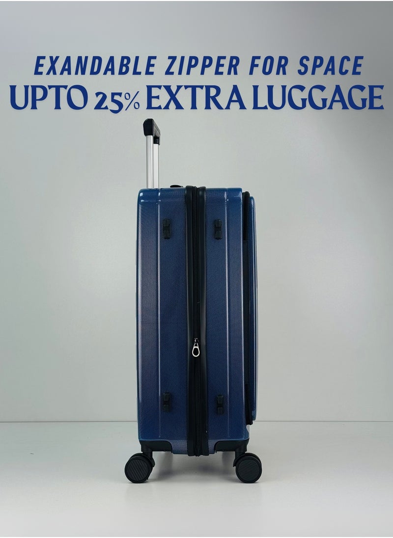SAW & SEE Premium PC Unbreakable Front opening Hard Shell Luggage Set – 3-Piece Suitcase Set, Lightweight with Expandable upto 25 Percent Extra storage Trolley Bags with 4 double Spinner Wheels, TSA Approved Lock and Durable Travel Suitcases– 12 Kg, 23 Kg, 35 Kg - 20" / 24" / 28" – BLUE  - Image 5