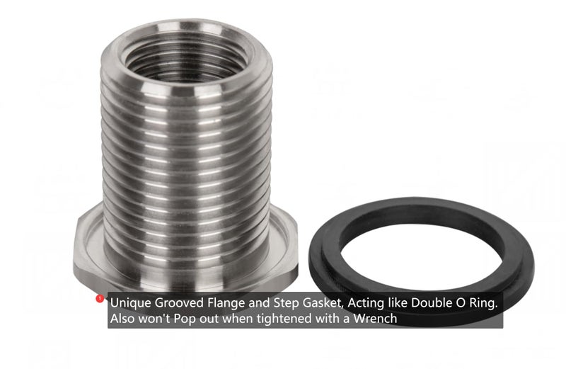 RAINPAL SSBF020 Stainless Steel 304 Bulkhead Tank Fitting (Double Female 1/2â€ NPT/FIP and Male 3/4" MHT Garden Hose Threaded, w/Step Gasket) (1) - Image 4