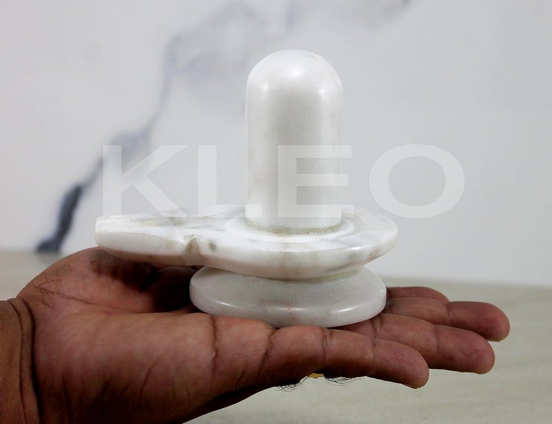 KLEO تمثال شيفا لينغام الطبيعي من كليو من الحجر الرخامي لتقديم العبادة اليومية بتصميم باهوبالي بحجم 35 - Image 4