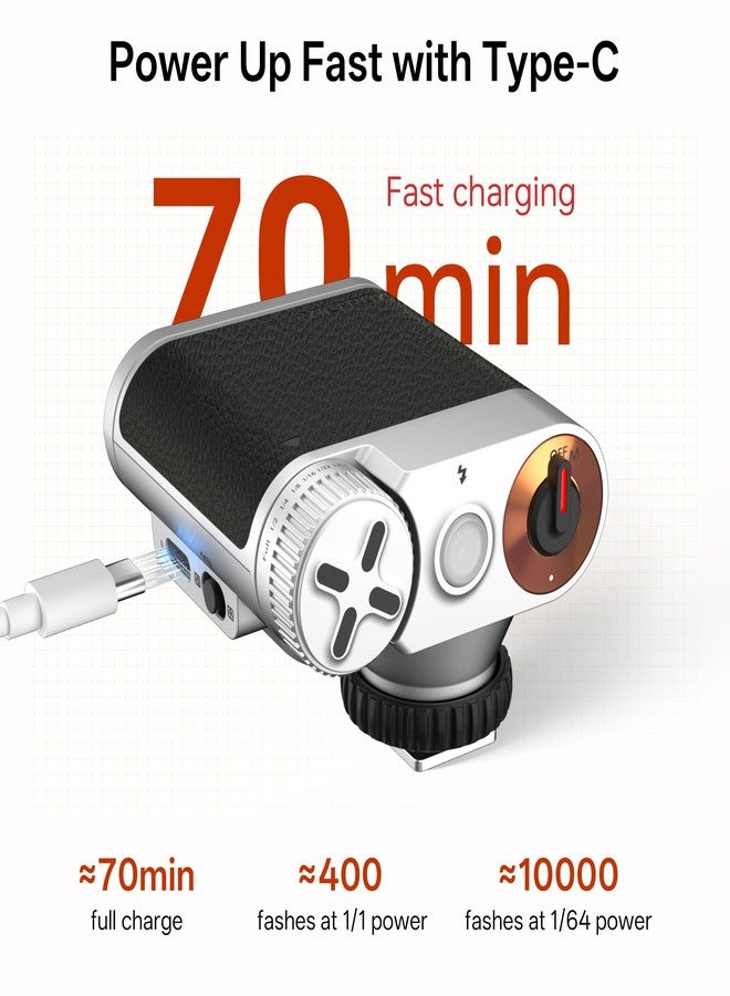 فيلتروكس فلاش كاميرا فيلتروكس فينتج Z1 ريترو - فلاش سريع التوصيل لكاميرات DSLR والكاميرات عديمة المرآة، شحن سريع من النوع C، سطوع قابل للتعديل، صندوق إضاءة ناعم قابل للفصل، إضاءة تصوير محمولة - Image 5