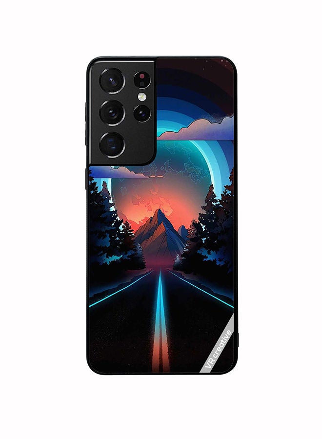 VR CREATIVE Protective Case Cover For Samsung Galaxy S21 Ultra 5G Road To Paradise Design Multicolour - Image 1