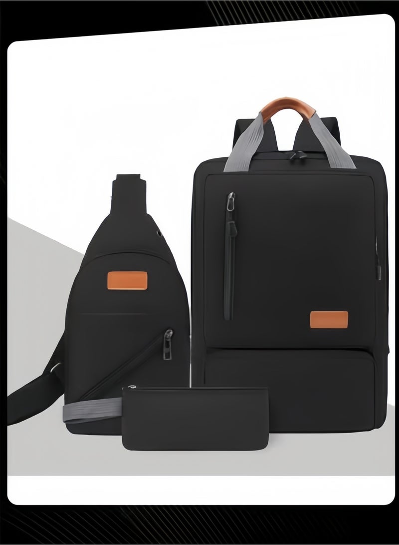 حقيبة ظهر أكسفورد للسفر للكمبيوتر المحمول مكونة من 3 قطع، حقيبة مدرسية بسحاب ومضادة للسرقة ومضادة للماء للرجال والنساء - Image 1