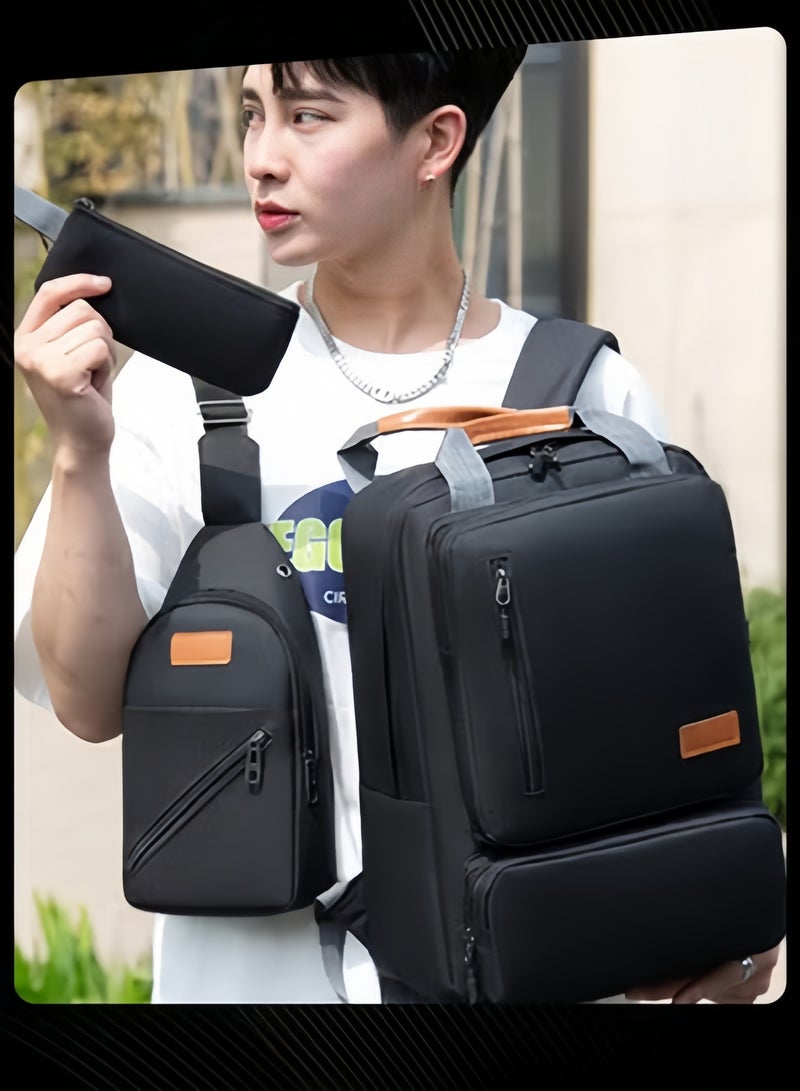 حقيبة ظهر أكسفورد للسفر للكمبيوتر المحمول مكونة من 3 قطع، حقيبة مدرسية بسحاب ومضادة للسرقة ومضادة للماء للرجال والنساء - Image 5