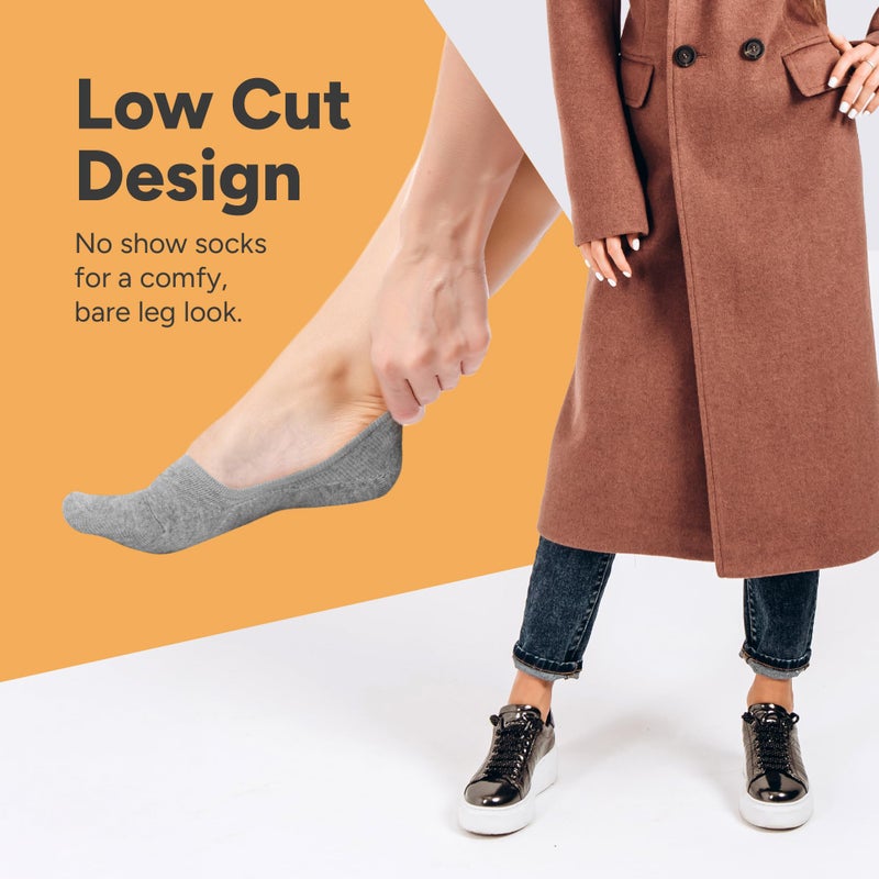 Eedor Women's No Show Socks, Comfy and Breathable Non-Slip, Low Cut Invisible Liner Socks for Casual and Formal Wear, Durable, Soft, Stretchable Fabric - 3 Pairs, Medium, Size 7-8 - Gray - Image 2