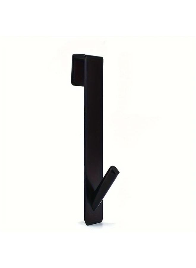 حامل منشفة قابل للتعديل أسود فوق الباب من الفولاذ المقاوم للصدأ، حامل خطاف للحمام والدش - Image 1