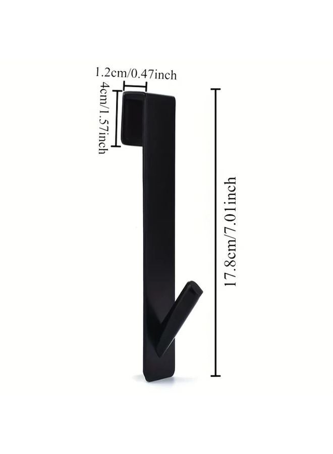 حامل منشفة قابل للتعديل أسود فوق الباب من الفولاذ المقاوم للصدأ، حامل خطاف للحمام والدش - Image 5