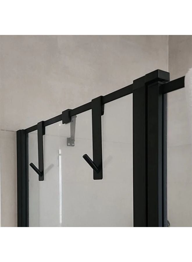 حامل منشفة قابل للتعديل أسود فوق الباب من الفولاذ المقاوم للصدأ، حامل خطاف للحمام والدش - Image 3