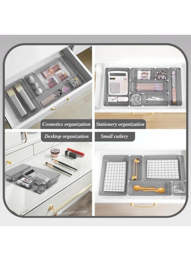 25 PCS imported Drawer Organizer Set, 4 Sizes Makeup Vanity Organizer, Clear Plastic Organization and Storage Bins for Makeup, Jewelry, Multiple Gadgets for Kitchen, Bathroom, Office, Bedroom - Image 4