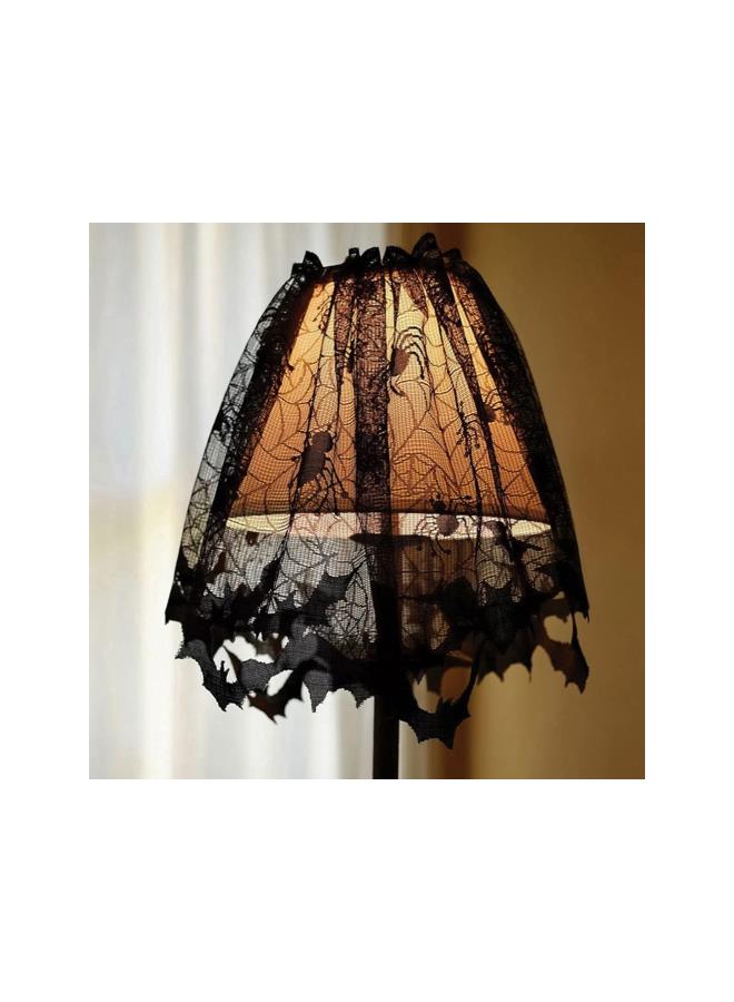 WYBOT 4Pcs  Decorations Set Spider Web Lace Tablecloth able Covers Fireplace Mantel Scarf Lampshade Set  Lace Decoration (Black) 