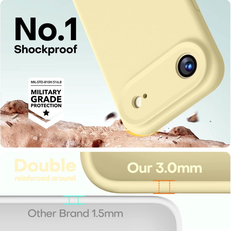 LOVE 3000 Designed for iPhone Air Case, Premium Silicone [Compatible with Magsafe][Soft Anti-Scratch Microfiber Lining] Shockproof Protective Phone Case for Men Women 6.5", Creamy Yellow - Image 3