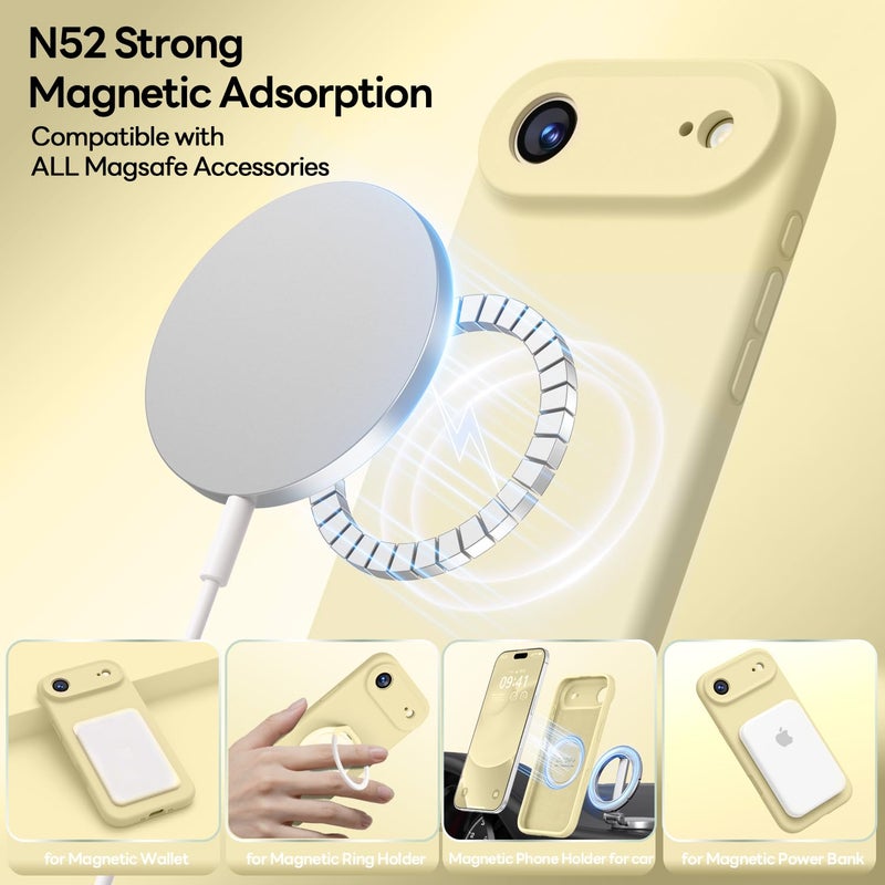 LOVE 3000 Designed for iPhone Air Case, Premium Silicone [Compatible with Magsafe][Soft Anti-Scratch Microfiber Lining] Shockproof Protective Phone Case for Men Women 6.5", Creamy Yellow - Image 2