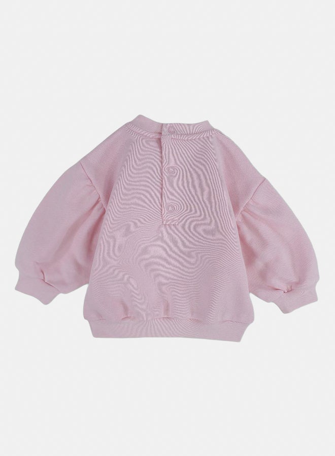 Pompelo Baby Girls Cotton Blouse – Pink with “Oui Ma Chérie” Embroidery - Image 2