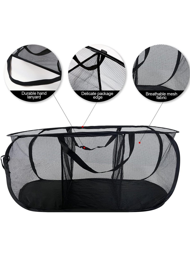 Y&D SYOSI Collapsible Laundry Basket, Mesh Hamper Basket 3 Compartment Sorter with Durable Handles Bottom High Carbon Steel for Room, Bathroom, Kids College Dorm - Image 3