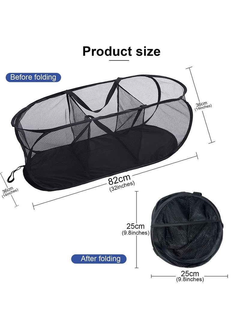 Y&D SYOSI Collapsible Laundry Basket, Mesh Hamper Basket 3 Compartment Sorter with Durable Handles Bottom High Carbon Steel for Room, Bathroom, Kids College Dorm - Image 2