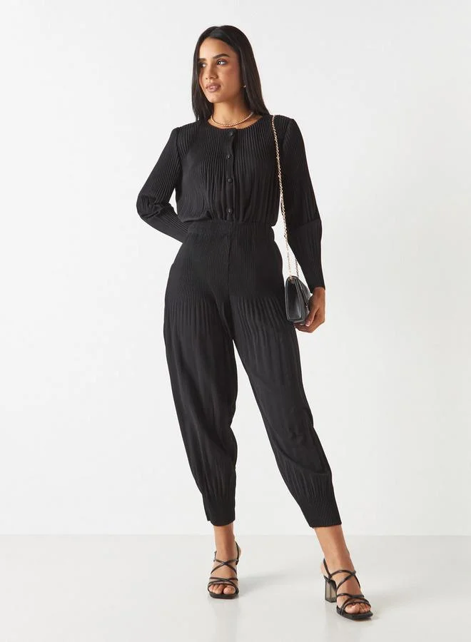 2Xtremz 2Xtremz Pleated Top with Button Closure and Long Sleeves