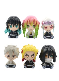 General 6 Q version cartoon sitting ghost annihilation blade Apricot Shoulang Tanjiro anime 3rd generation figure egg machine doll ornament (4.7-5 cm)  - Image 1