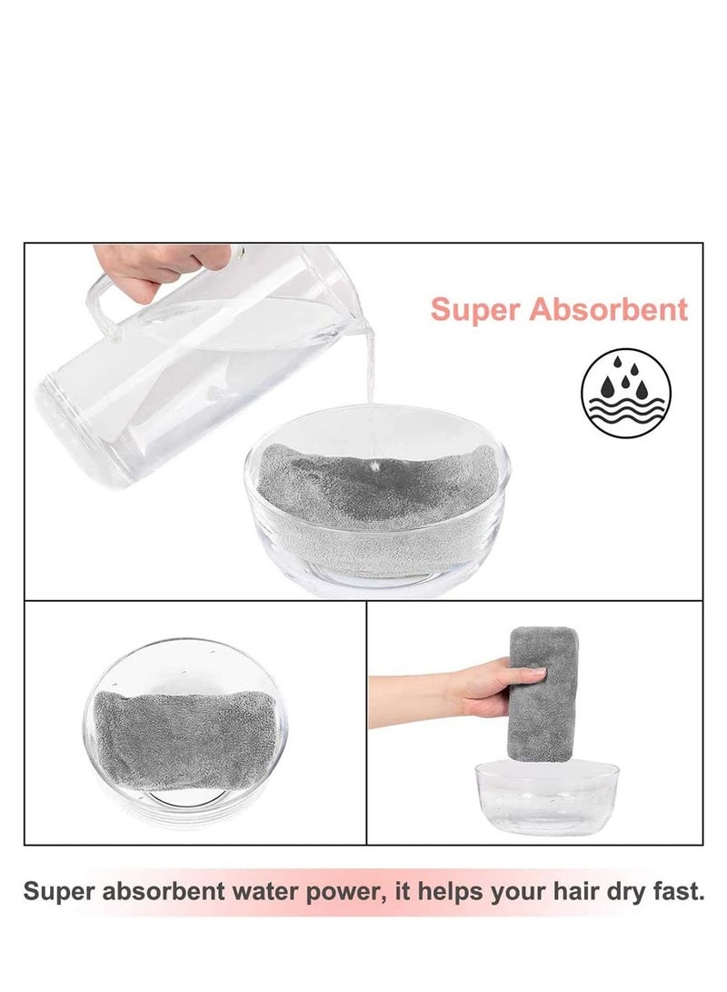 طقم من 3 مناشف ميكروفايبر على شكل عمامة بغطاء ممتاز لامتصاص الشعر مع تصميم زر للنساء ذوات الشعر الطويل الكثيف المبلل - Image 5