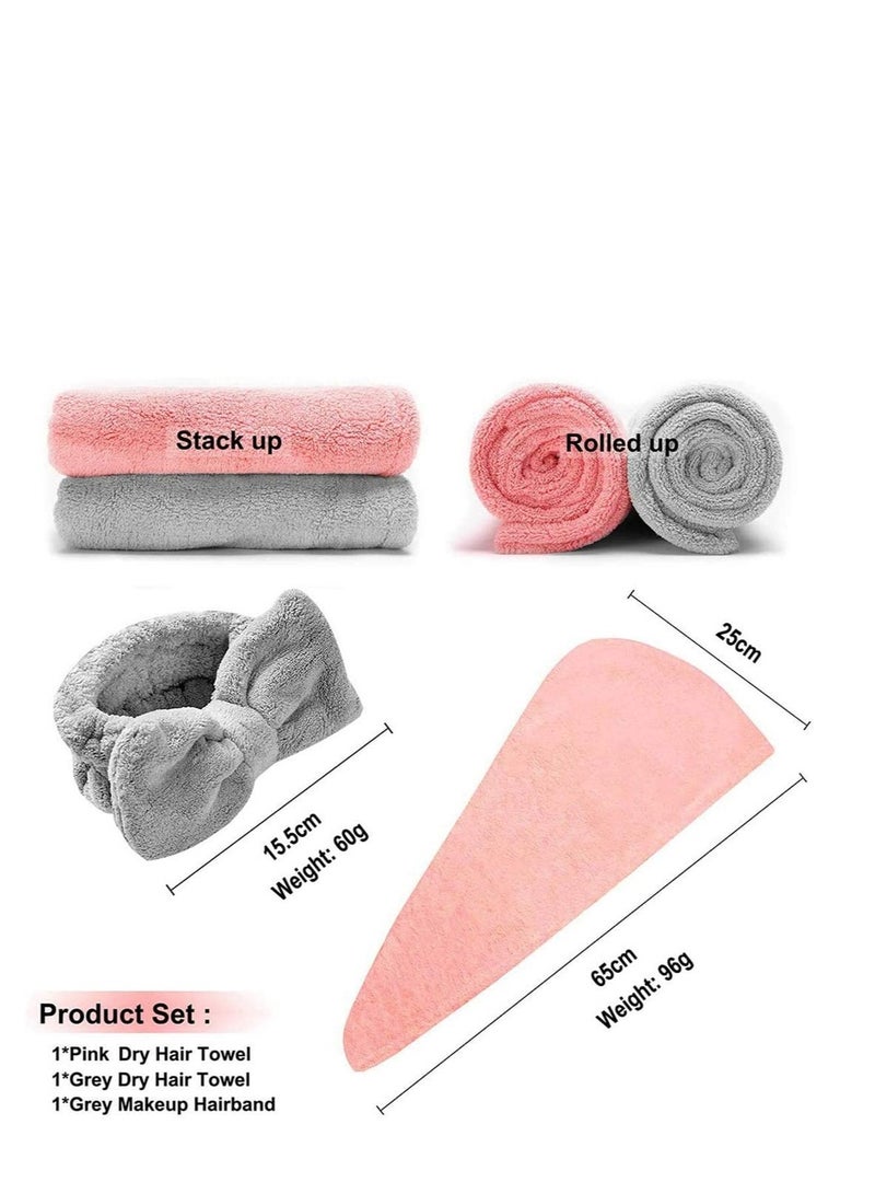 طقم من 3 مناشف ميكروفايبر على شكل عمامة بغطاء ممتاز لامتصاص الشعر مع تصميم زر للنساء ذوات الشعر الطويل الكثيف المبلل - Image 4