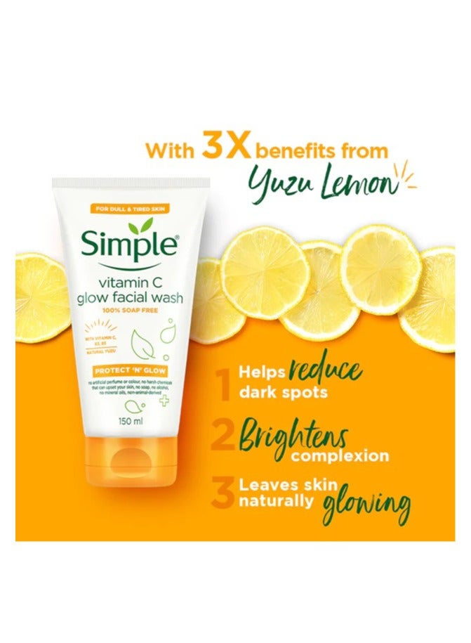 سمبل مجموعة سيمبل بروتكت آند جلو | غسول الوجه بفيتامين سي جلو 150 مل + جل ريست آند ريست المرطب 72 ساعة 50 مل | لجميع أنواع البشرة، بشرة متألقة بشكل طبيعي - Image 3