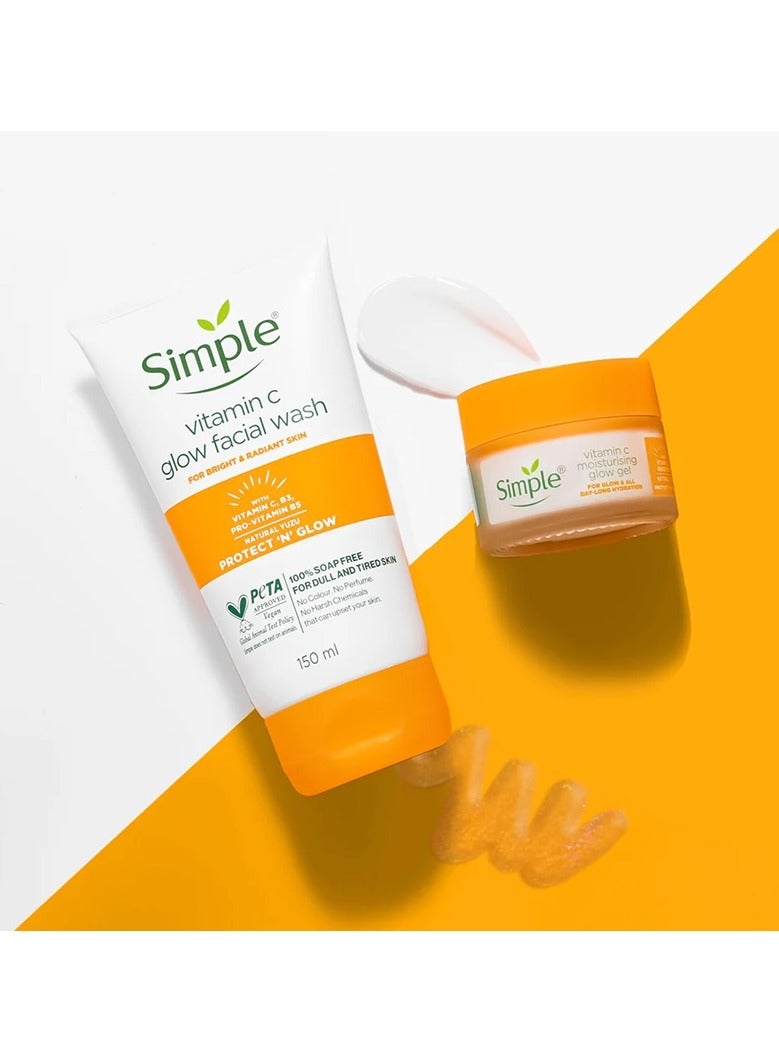 سمبل مجموعة سيمبل بروتكت آند جلو | غسول الوجه بفيتامين سي جلو 150 مل + جل ريست آند ريست المرطب 72 ساعة 50 مل | لجميع أنواع البشرة، بشرة متألقة بشكل طبيعي - Image 2