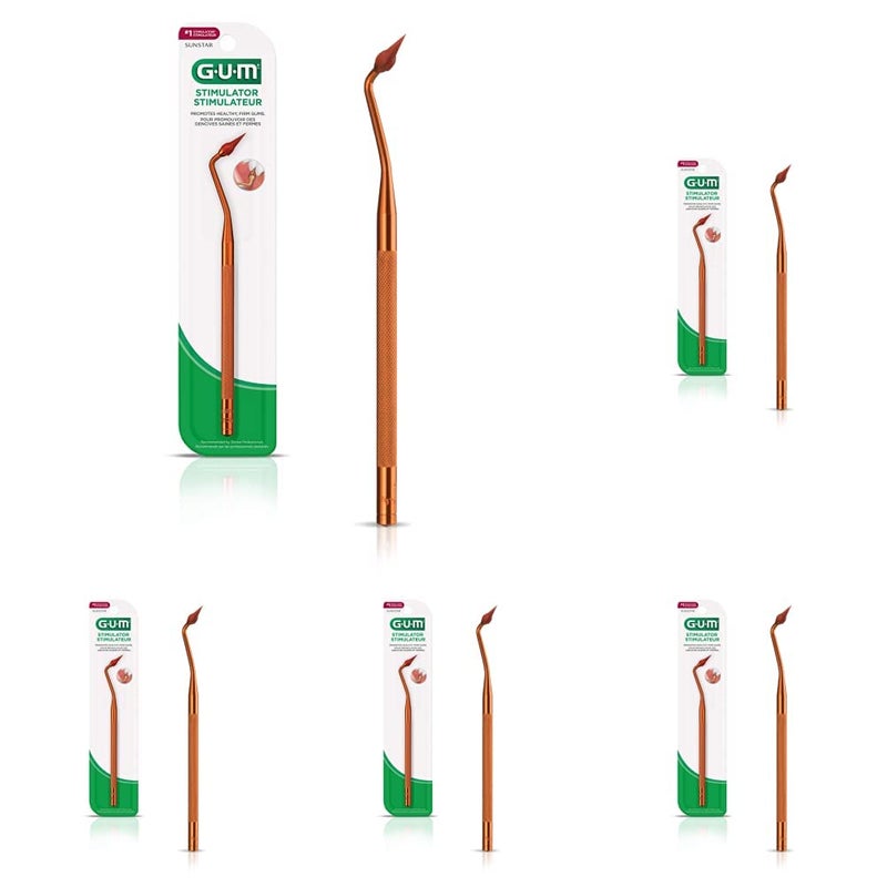 GUM Stimulator Permanent Handle with Rubber Tip, Precision Control, Massages Gums (Pack of 5) - Image 1