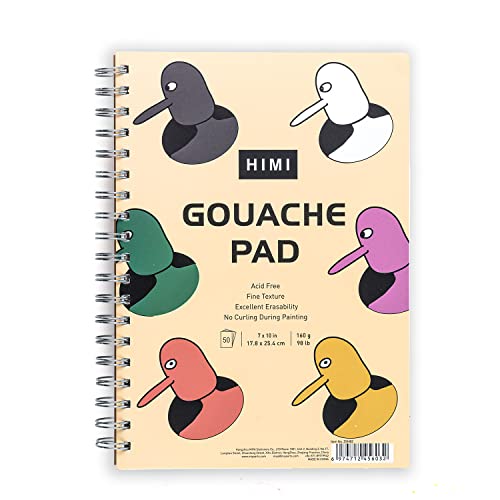 HIMI Gouache Pad 7X1098lb160g 50 Sheets Mix Paper Pad Side Wire Bound Fine Texture in Gouache Acrylic Art Pad for Sketching Ink Sketch Book Art Supplies Drawing Pad Gift Bird - Image 1