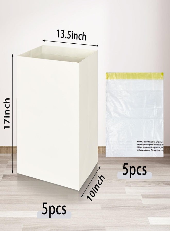 KEEPARTY 5PCS Large Disposable Trash Cans with Matching Garbage Bags Folded Portable Trash Cans (17in x 13.5in x 10in) Suitable for Family Gatherings Kitchen and Picnics - Image 2