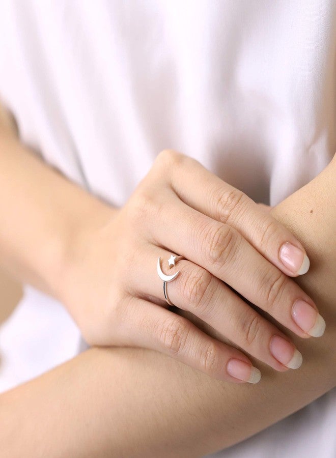 Boma Jewelry Sterling Silver Moon & Star Ring, Size 8 - Image 2